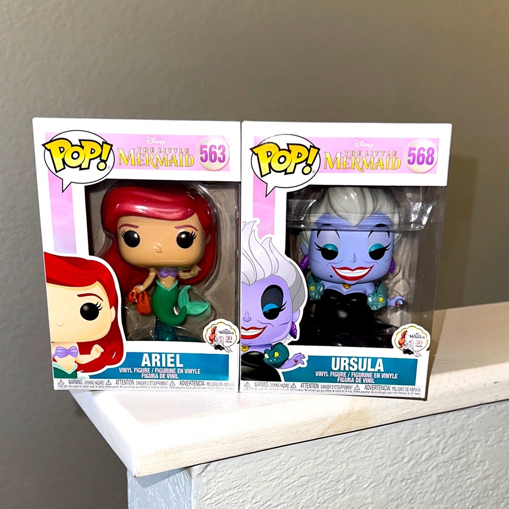 Lot of 2 Funko Disney POP! 30th Anniversary The Little Mermaid Ariel Ursula NIB